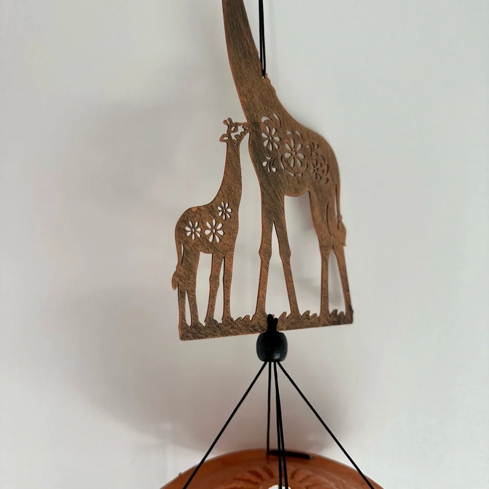 Etzen Giraffe Metal Wind Chimes featuring a Giraffe Motif theme in bronze toned